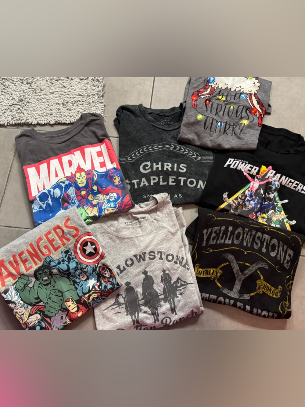 Mixed Graphic Tee Bundle - Marvel, Avengers, Power Rangers, Yellowstone